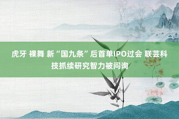 虎牙 裸舞 新“国九条”后首单IPO过会 联芸科技抓续研究智力被问询