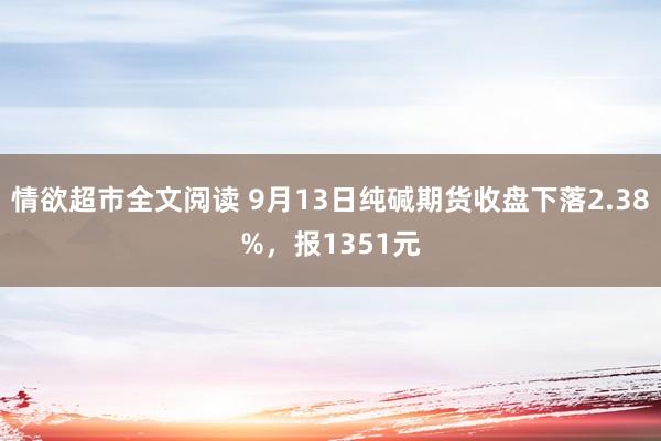 情欲超市全文阅读 9月13日纯碱期货收盘下落2.38%，报1351元