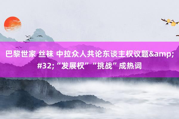 巴黎世家 丝袜 中拉众人共论东谈主权议题&#32;“发展权”“挑战”成热词