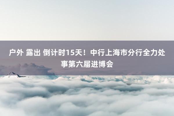 户外 露出 倒计时15天！中行上海市分行全力处事第六届进博会