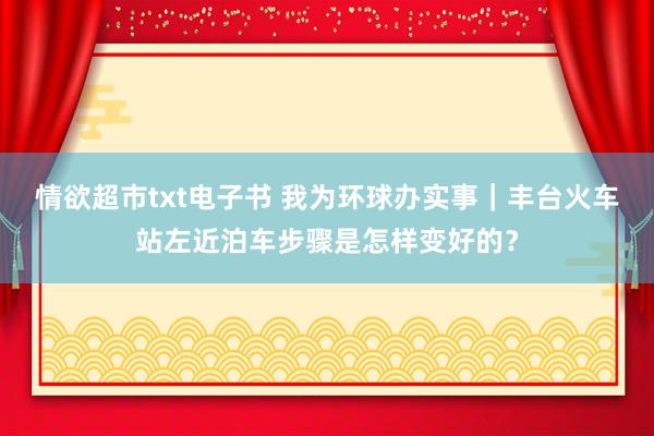 情欲超市txt电子书 我为环球办实事｜丰台火车站左近泊车步骤是怎样变好的？