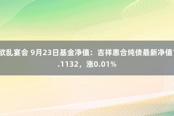 欲乱宴会 9月23日基金净值：吉祥惠合纯债最新净值1.1132，涨0.01%