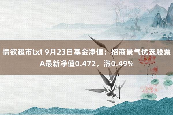 情欲超市txt 9月23日基金净值：招商景气优选股票A最新净值0.472，涨0.49%