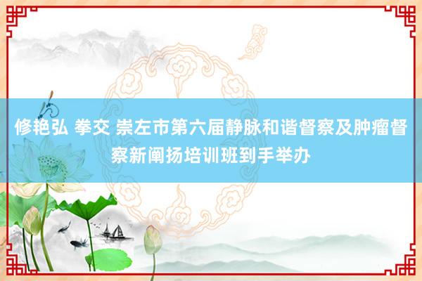 修艳弘 拳交 崇左市第六届静脉和谐督察及肿瘤督察新阐扬培训班到手举办