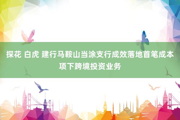 探花 白虎 建行马鞍山当涂支行成效落地首笔成本项下跨境投资业务