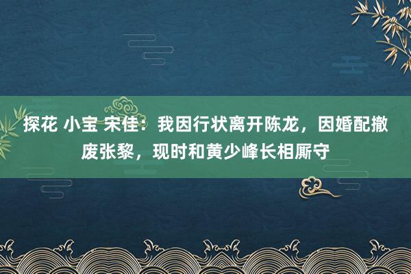 探花 小宝 宋佳：我因行状离开陈龙，因婚配撤废张黎，现时和黄少峰长相厮守