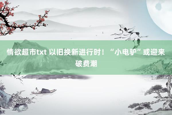 情欲超市txt 以旧换新进行时！“小电驴”或迎来破费潮