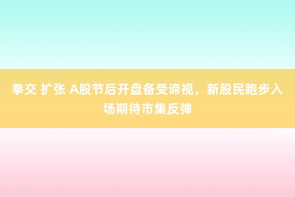 拳交 扩张 A股节后开盘备受谛视，新股民跑步入场期待市集反弹