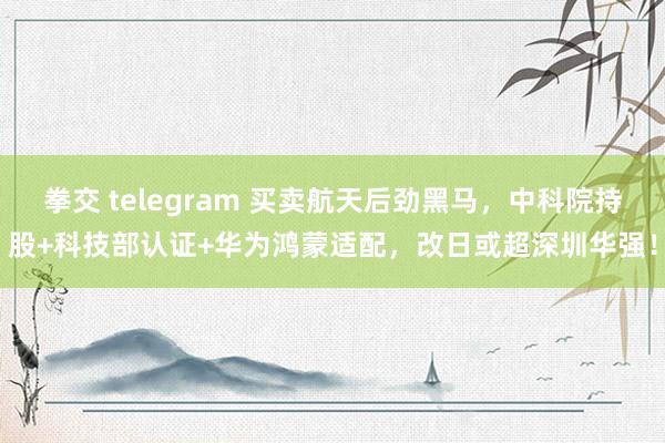 拳交 telegram 买卖航天后劲黑马，中科院持股+科技部认证+华为鸿蒙适配，改日或超深圳华强！