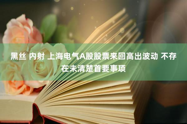 黑丝 内射 上海电气A股股票来回高出波动 不存在未清楚首要事项