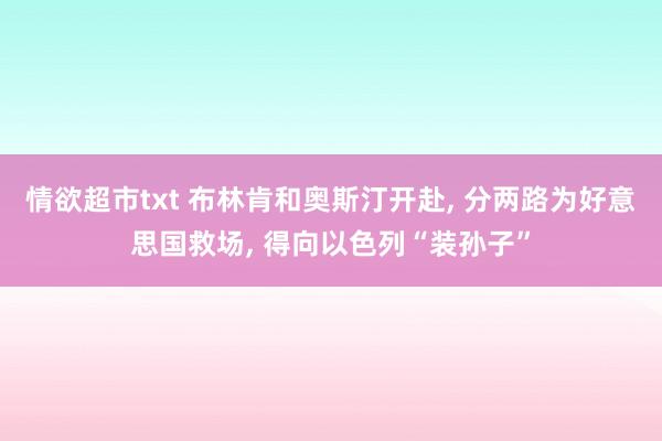 情欲超市txt 布林肯和奥斯汀开赴， 分两路为好意思国救场， 得向以色列“装孙子”