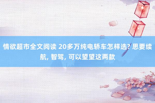 情欲超市全文阅读 20多万纯电轿车怎样选? 思要续航， 智驾， 可以望望这两款