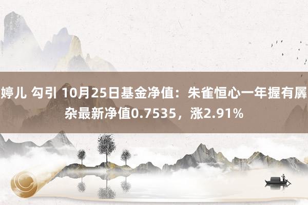 婷儿 勾引 10月25日基金净值：朱雀恒心一年握有羼杂最新净值0.7535，涨2.91%