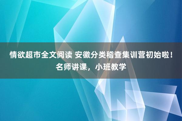 情欲超市全文阅读 安徽分类稽查集训营初始啦！名师讲课，小班教学