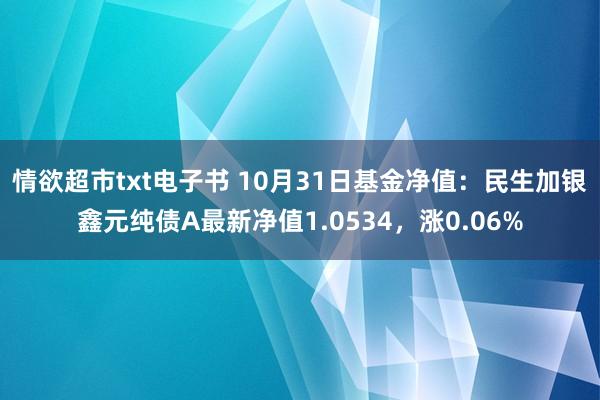 情欲超市txt电子书 10月31日基金净值：民生加银鑫元纯债A最新净值1.0534，涨0.06%