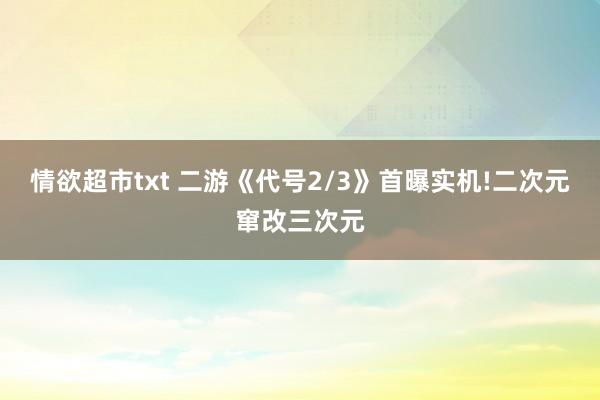 情欲超市txt 二游《代号2/3》首曝实机!二次元窜改三次元