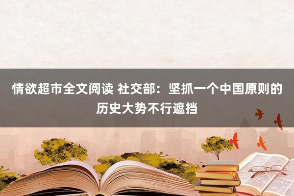 情欲超市全文阅读 社交部：坚抓一个中国原则的历史大势不行遮挡