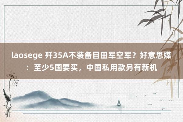 laosege 歼35A不装备目田军空军？好意思媒：至少5国要买，中国私用款另有新机