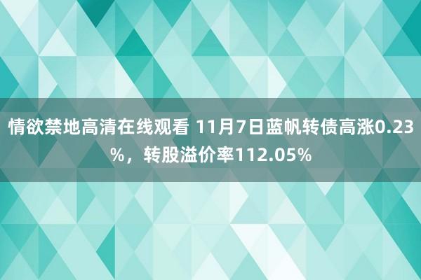 情欲禁地高清在线观看 11月7日蓝帆转债高涨0.23%，转股溢价率112.05%