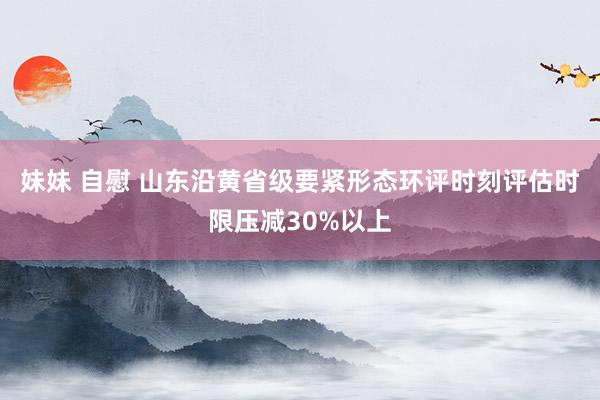 妹妹 自慰 山东沿黄省级要紧形态环评时刻评估时限压减30%以上