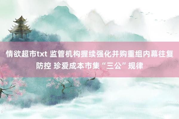 情欲超市txt 监管机构握续强化并购重组内幕往复防控 珍爱成本市集“三公”规律