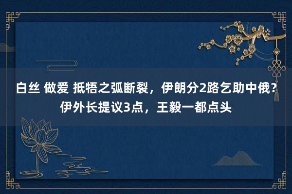 白丝 做爱 抵牾之弧断裂，伊朗分2路乞助中俄？伊外长提议3点，王毅一都点头