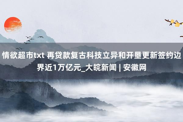 情欲超市txt 再贷款复古科技立异和开垦更新签约边界近1万亿元_大皖新闻 | 安徽网