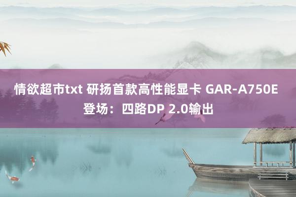 情欲超市txt 研扬首款高性能显卡 GAR-A750E 登场：四路DP 2.0输出