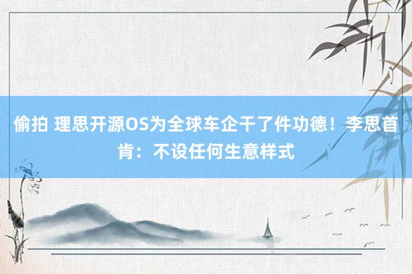 偷拍 理思开源OS为全球车企干了件功德！李思首肯：不设任何生意样式